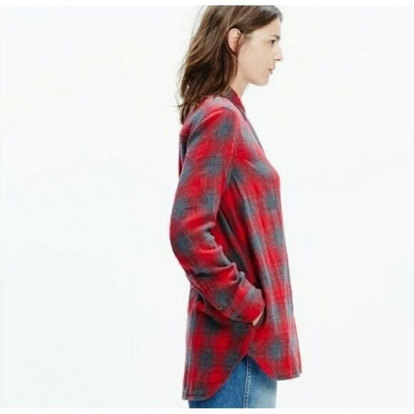 Madewell Ex-Boyfriend Plaid Flannel Button Down Shirt Long Sleeve Sz Small - Picture 7 of 8